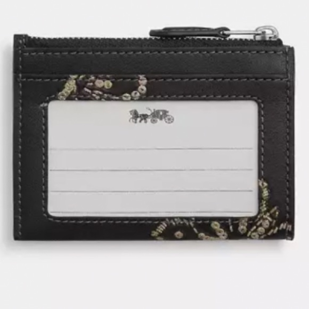 Coach Black Card Holder with Crystal silver Butterflies - Picture 5 of 9